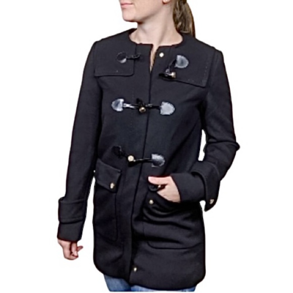 ZARA BLACK DUFFLE COAT TOGGLE CLOSURE JACKET
SIZE MEDIUM - Picture 6 of 14
